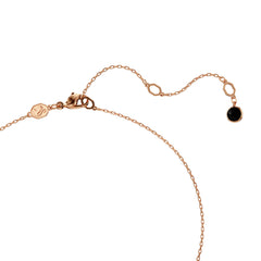 Swan pendant, Swan, Black, Rose gold-tone plated