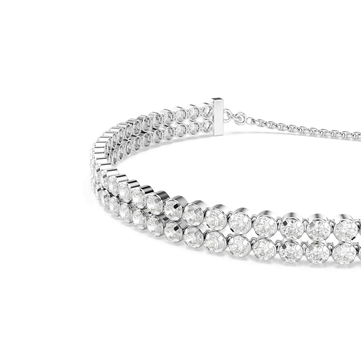 Matrix Tennis bracelet, Round cut, White, Rhodium plated