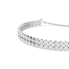 Matrix Tennis bracelet, Round cut, White, Rhodium plated