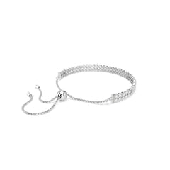 Matrix Tennis bracelet, Round cut, White, Rhodium plated