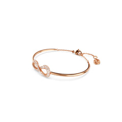 Hyperbola bangle, Infinity, White, Rose gold-tone plated