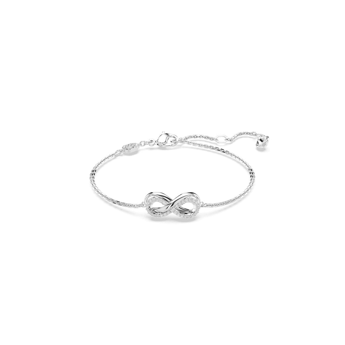 Hyperbola bracelet, Infinity, White, Rhodium plated