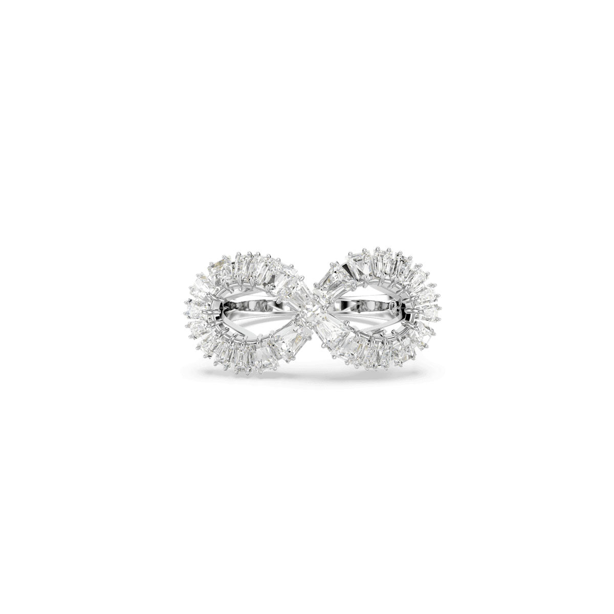 Hyperbola cocktail ring, Infinity, White, Rhodium plated