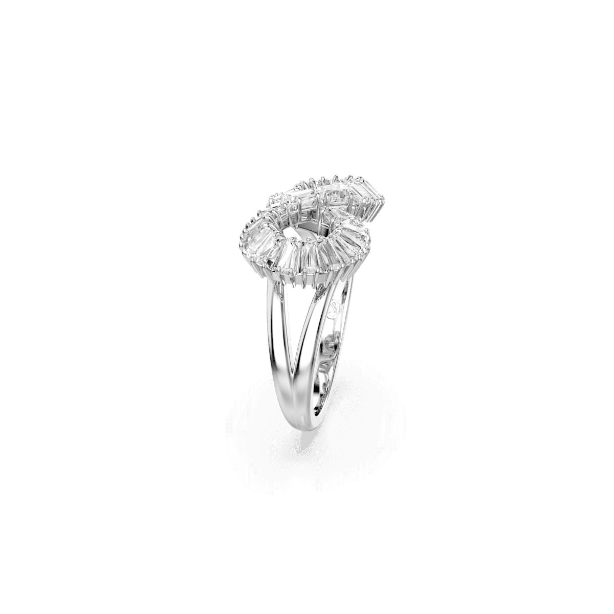 Hyperbola cocktail ring, Infinity, White, Rhodium plated