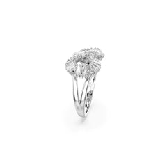 Hyperbola cocktail ring, Infinity, White, Rhodium plated
