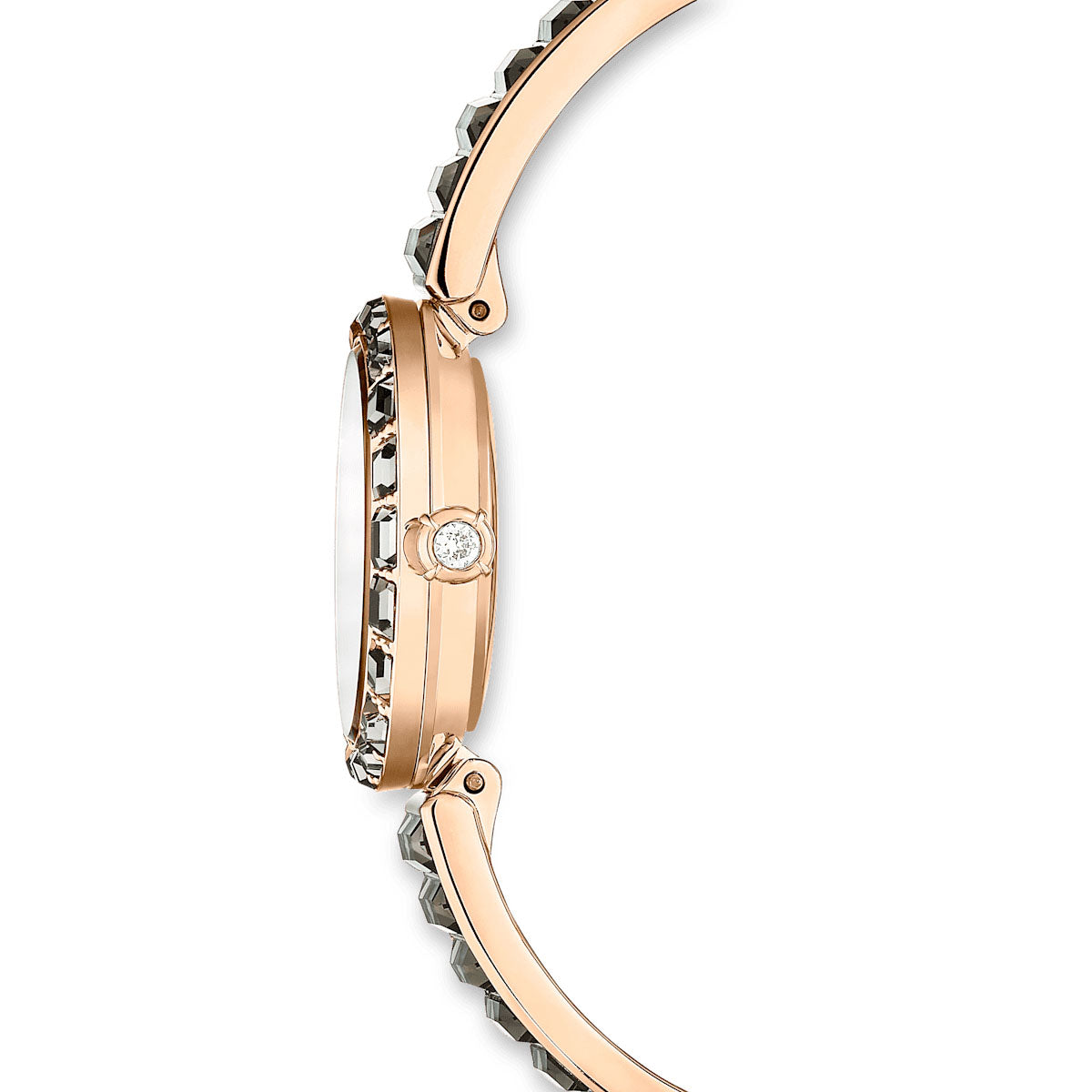 Matrix Bangle watch, Swiss Made, Crystal bracelet, Gray, Rose gold-tone finish