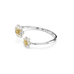 Idyllia bangle, Flower, Yellow, Rhodium plated