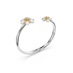 Idyllia bangle, Flower, Yellow, Rhodium plated