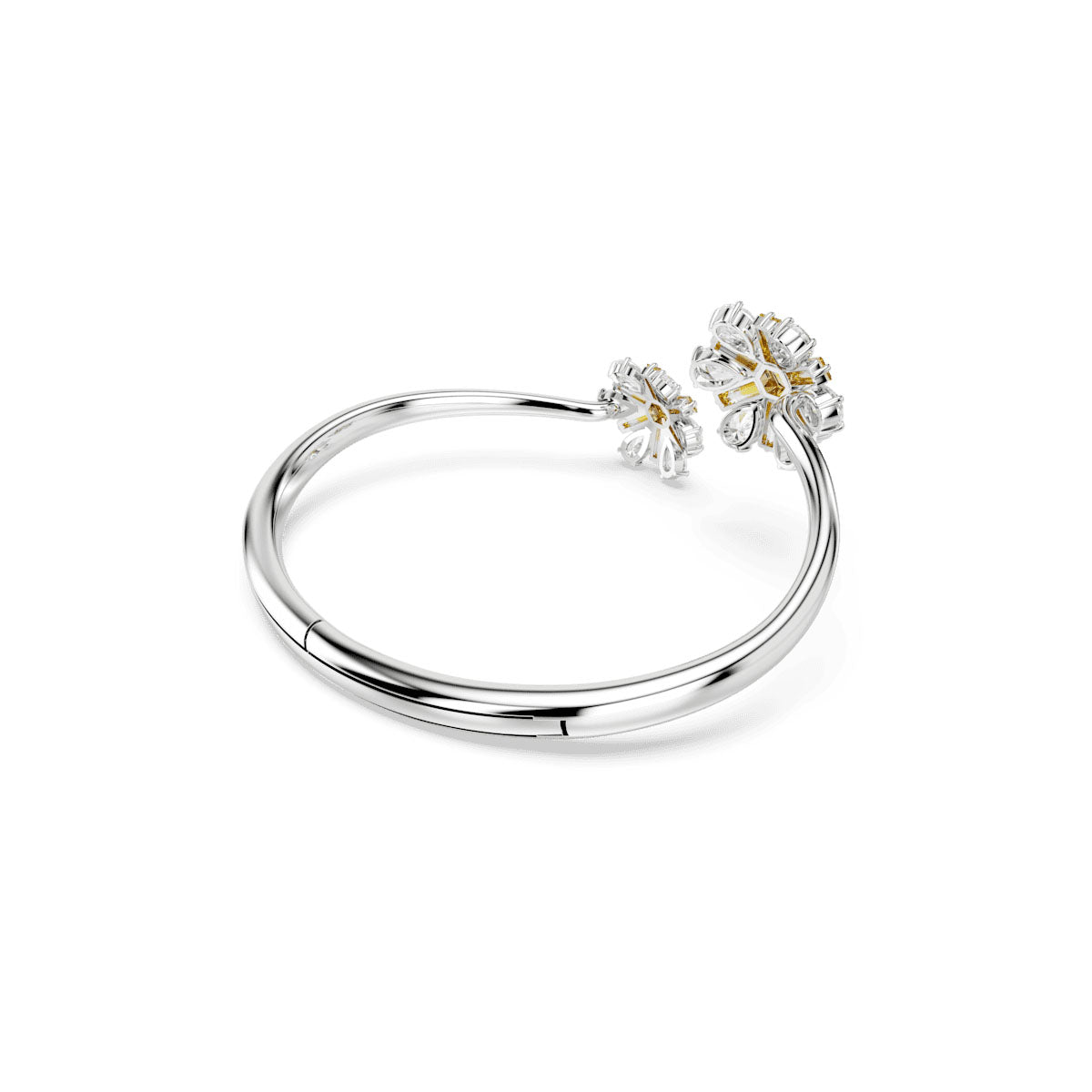 Idyllia bangle, Flower, Yellow, Rhodium plated