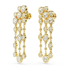 Imber drop earrings, Round cut, Chandelier, White, Gold-tone plated