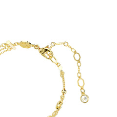 Imber wide bracelet, Round cut, White, Gold-tone plated