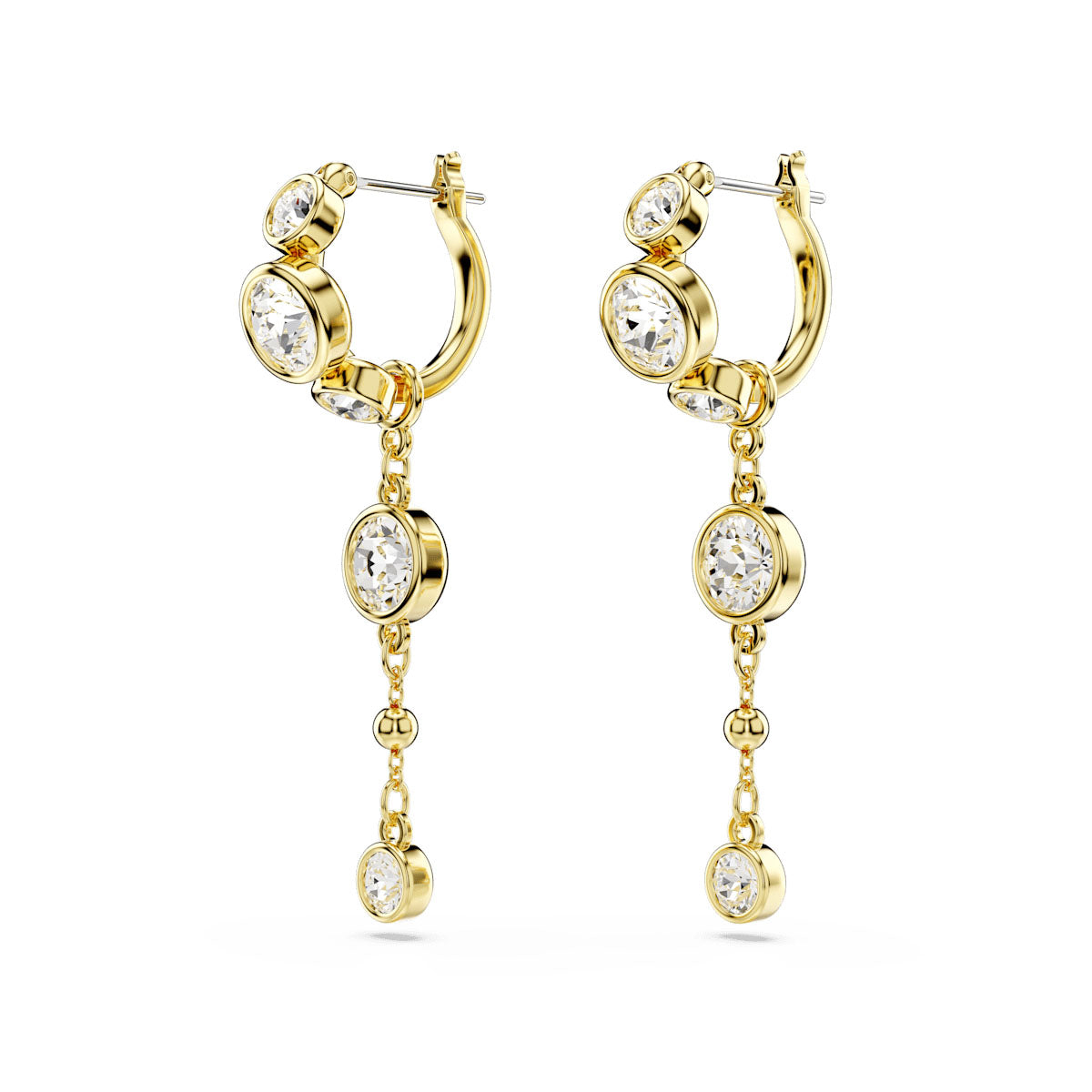 Imber drop earrings, Round cut, White, Mixed metal finish