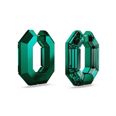 Lucent hoop earrings, Octagon shape, Small, Green