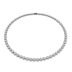 Una Angelic Tennis necklace, Round cut, Long, White, Ruthenium plated