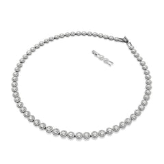Una Angelic Tennis necklace, Round cut, Long, White, Ruthenium plated