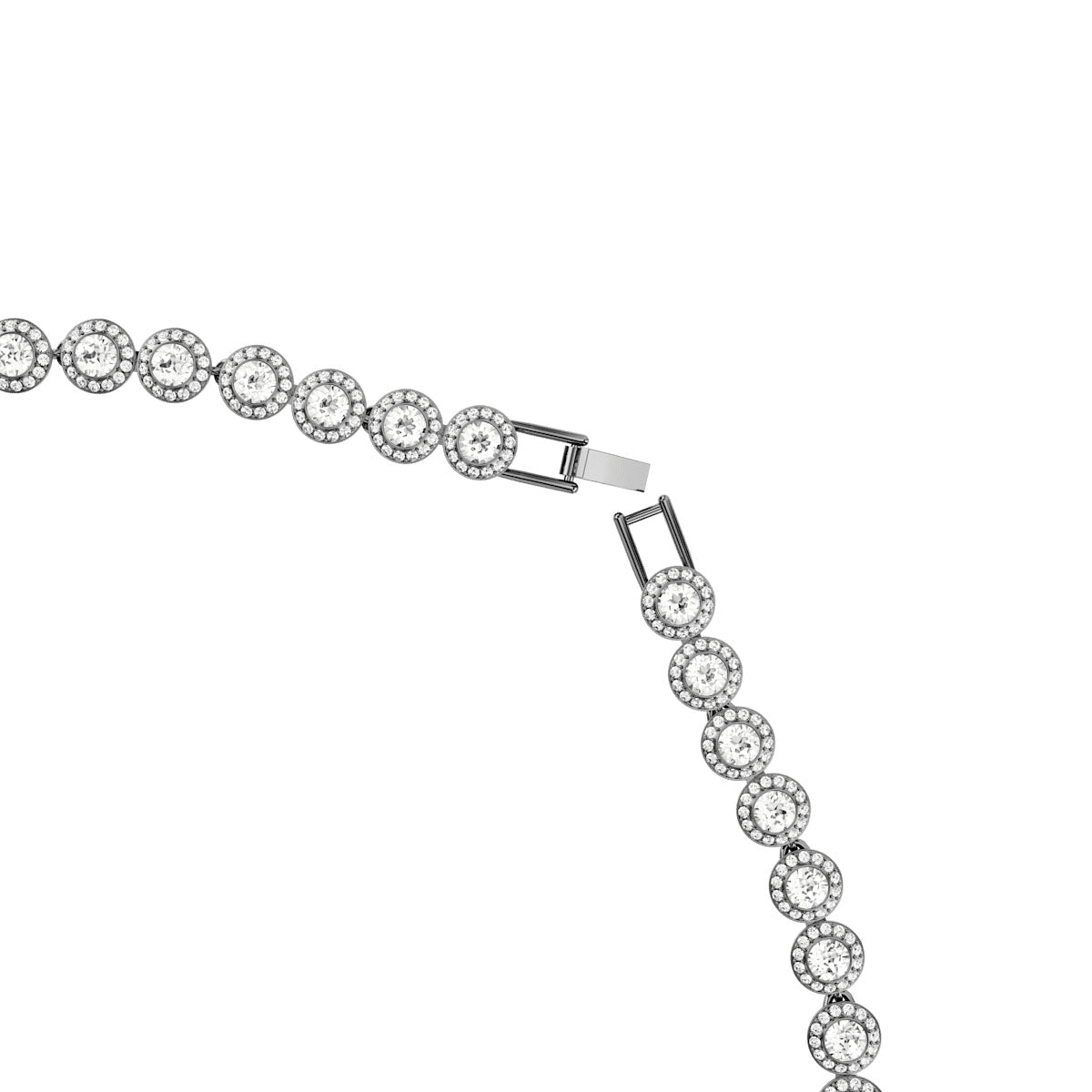 Una Angelic Tennis necklace, Round cut, Long, White, Ruthenium plated