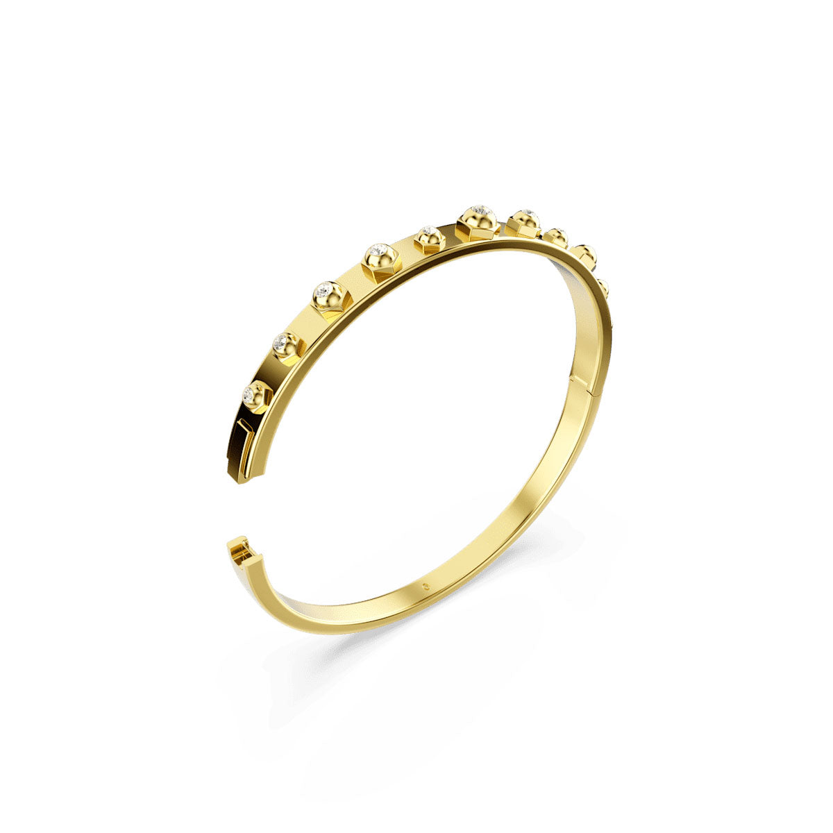 Numina bangle, Mixed round cuts, White, Gold-tone plated