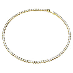 Matrix Tennis necklace, Round cut, White, Gold-tone plated