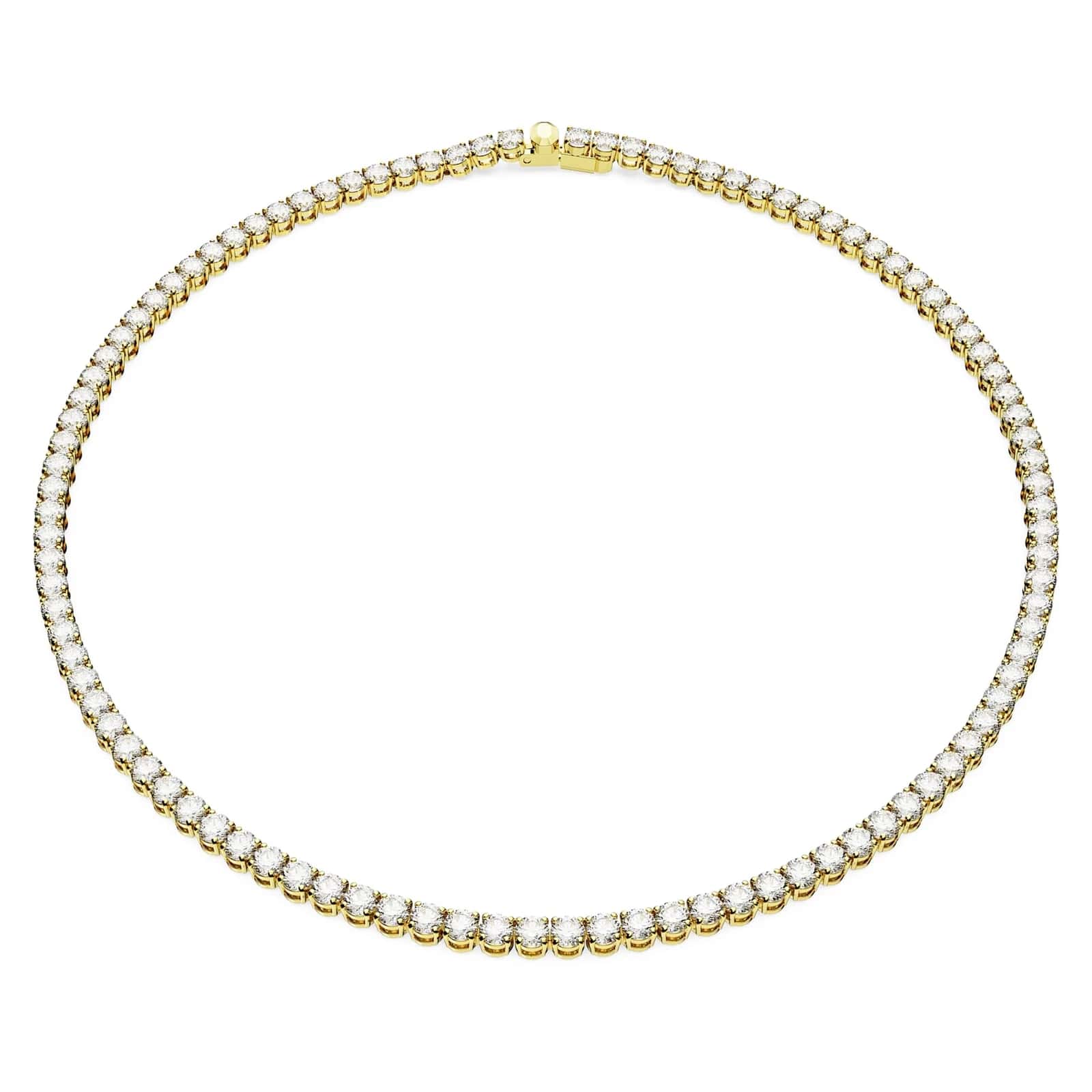 Matrix Tennis necklace, Round cut, White, Gold-tone plated