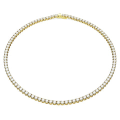 Matrix Tennis necklace, Round cut, White, Gold-tone plated