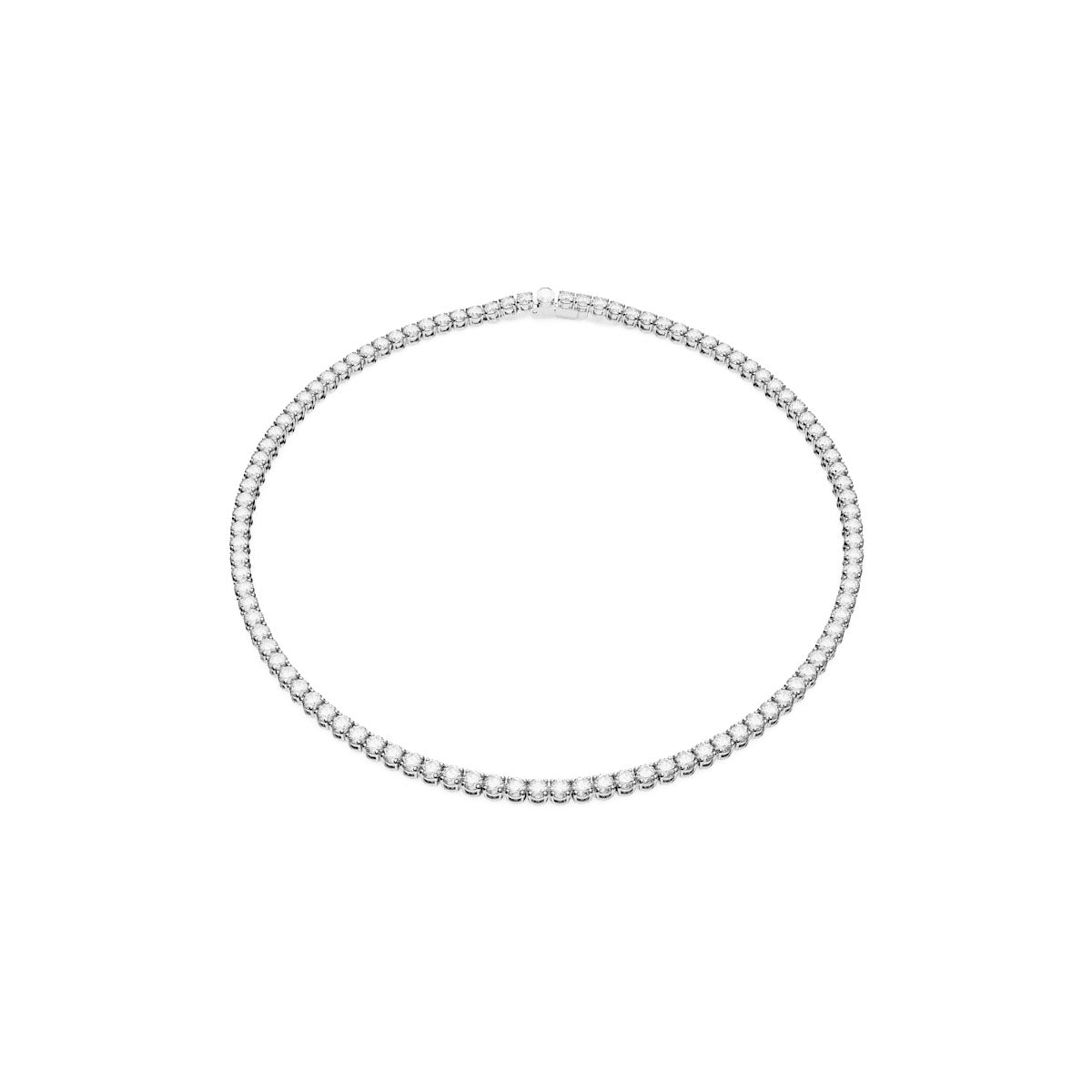 Matrix Tennis necklace, Round cut, White, Rhodium plated