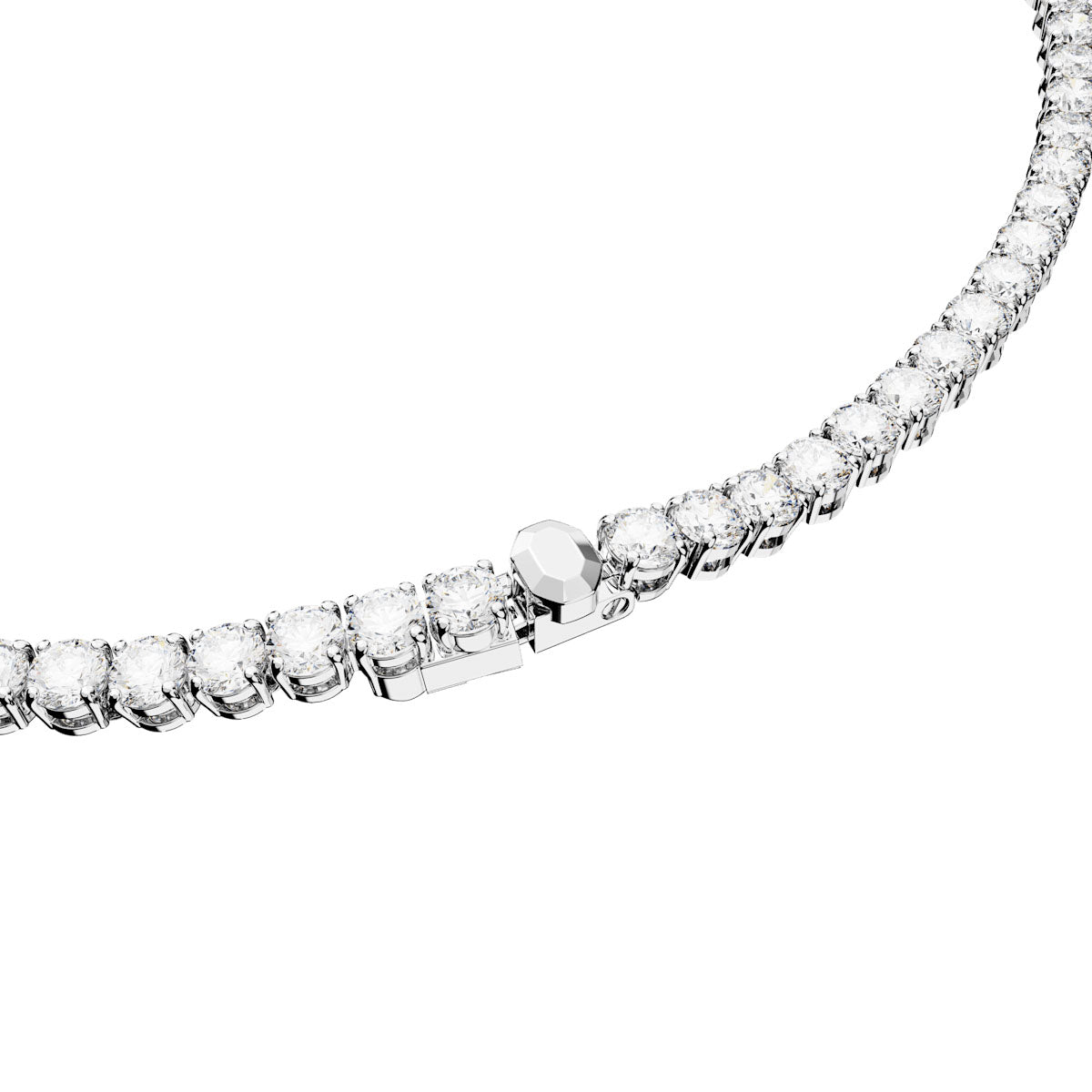 Matrix Tennis necklace, Round cut, White, Rhodium plated
