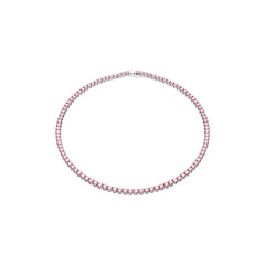 Matrix Tennis necklace, Round cut, Pink, Rhodium plated