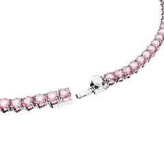 Matrix Tennis necklace, Round cut, Pink, Rhodium plated