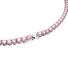 Matrix Tennis necklace, Round cut, Pink, Rhodium plated
