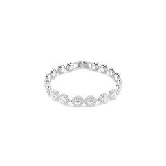 Una Angelic Tennis bracelet, Round cut, White, Rhodium plated