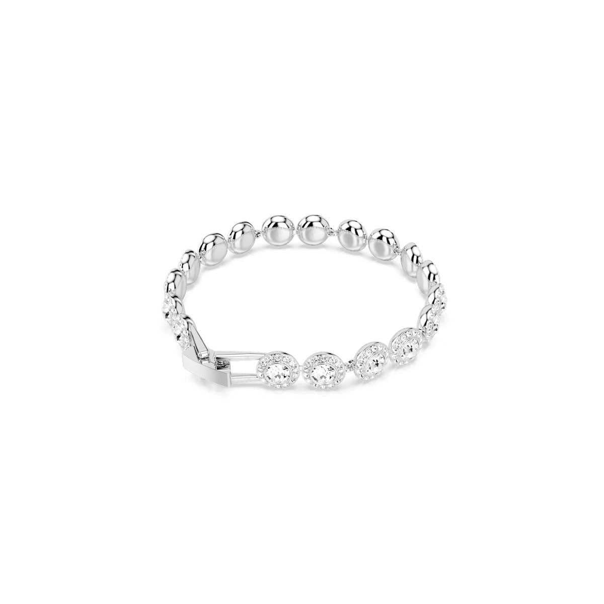 Una Angelic Tennis bracelet, Round cut, White, Rhodium plated
