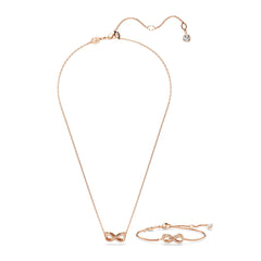 Hyperbola set, Infinity, White, Rose gold-tone plated