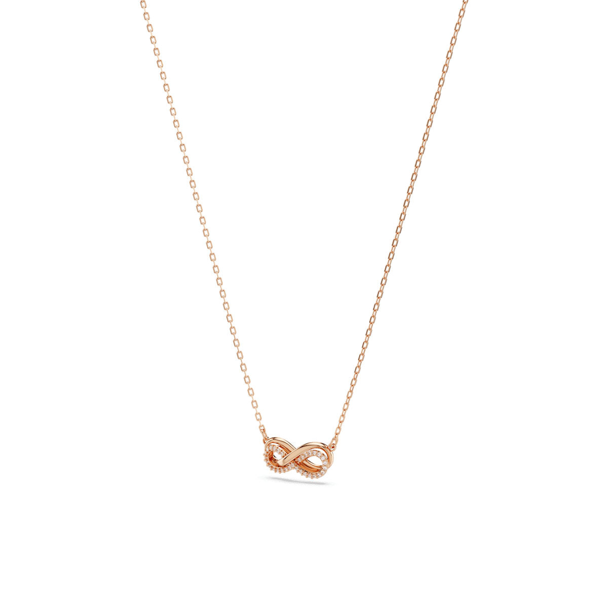 Hyperbola set, Infinity, White, Rose gold-tone plated