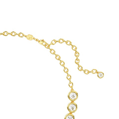 Imber Tennis necklace, Round cut, White, Gold-tone plated