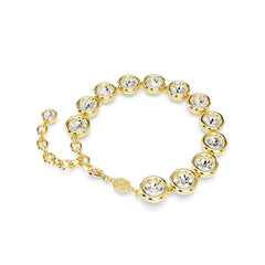 Imber Tennis bracelet, Round cut, White, Gold-tone plated