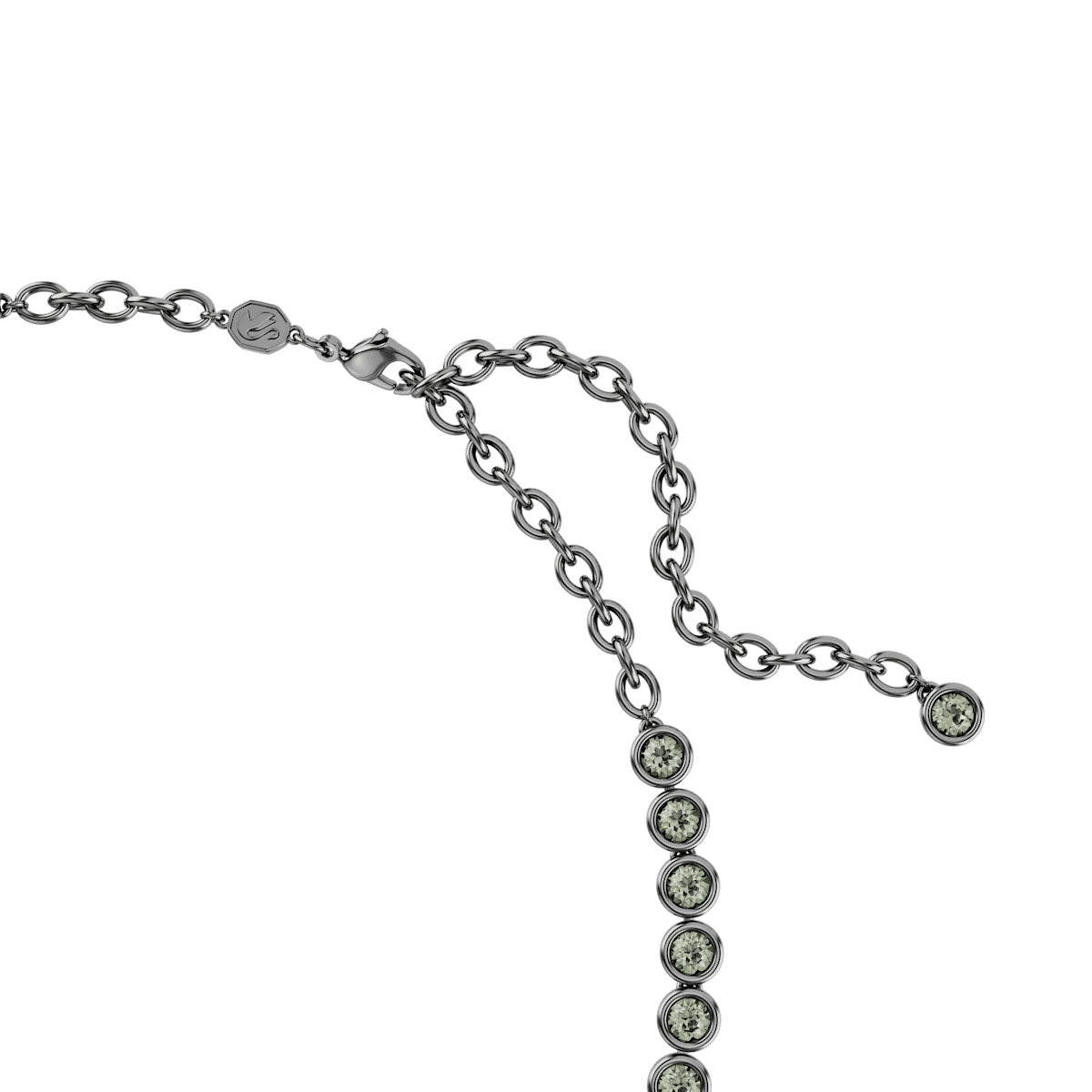 Imber Tennis necklace, Round cut, Gray, Ruthenium plated