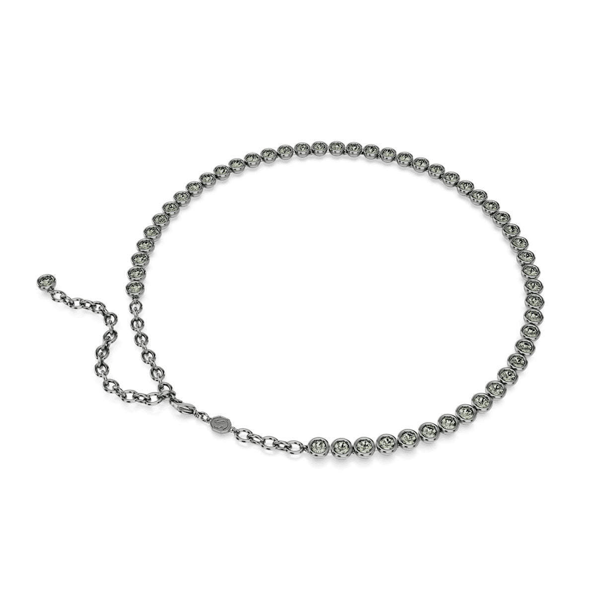 Imber Tennis necklace, Round cut, Gray, Ruthenium plated