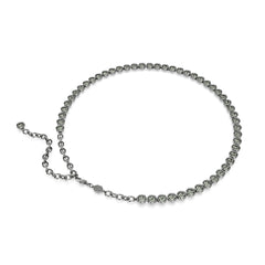 Imber Tennis necklace, Round cut, Gray, Ruthenium plated