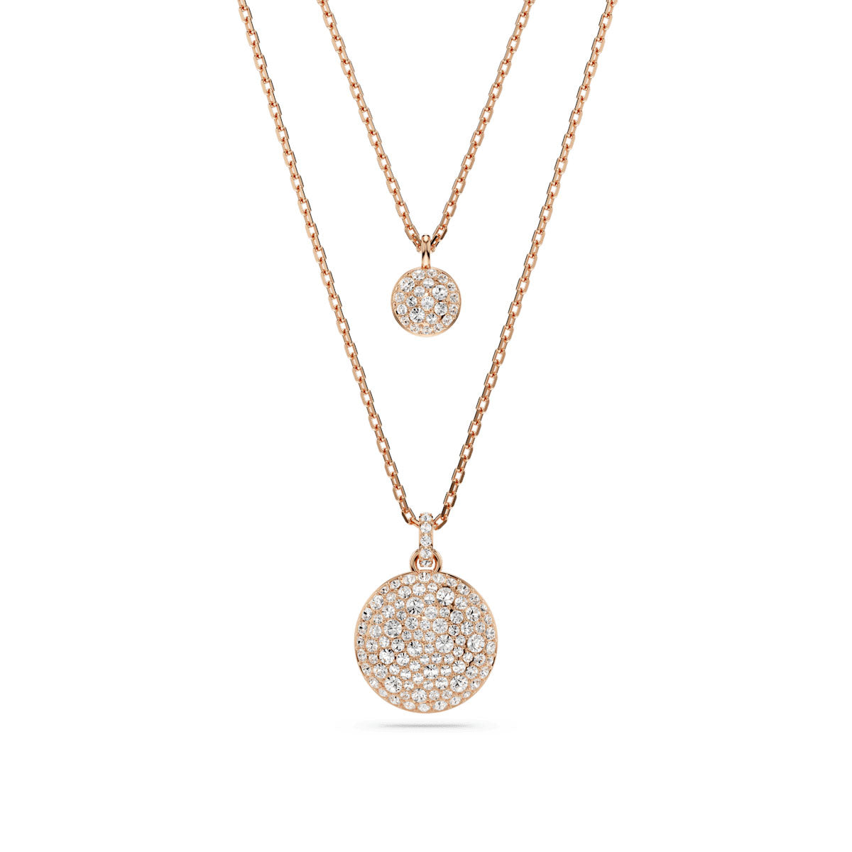 Sublima layered pendant, White, Rose gold-tone plated