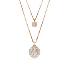 Sublima layered pendant, White, Rose gold-tone plated