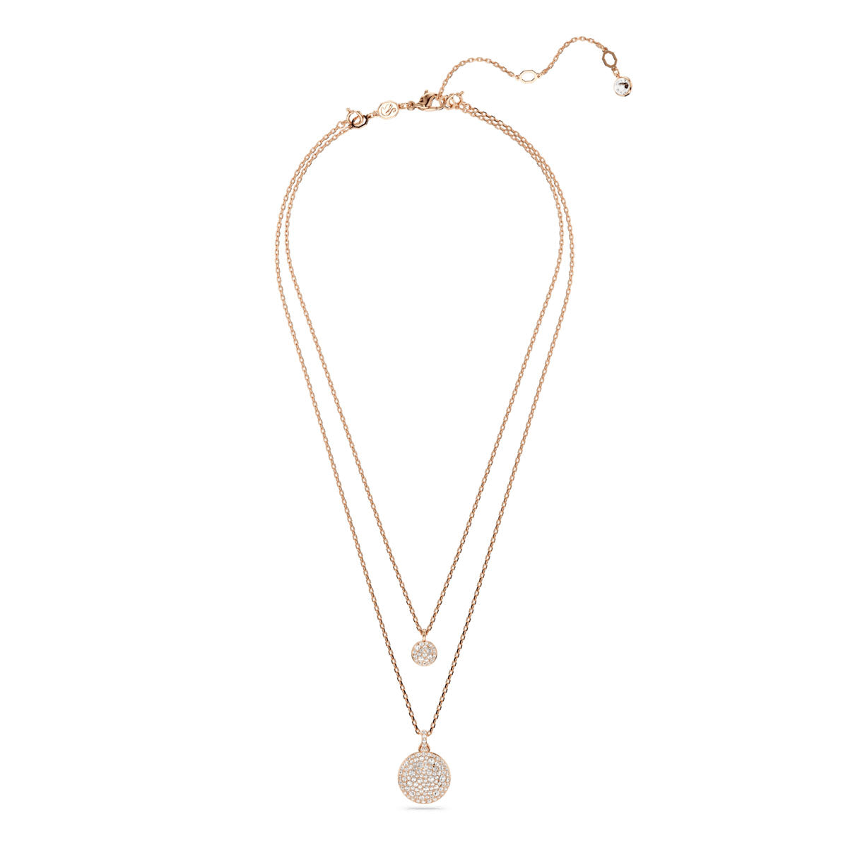 Sublima layered pendant, White, Rose gold-tone plated