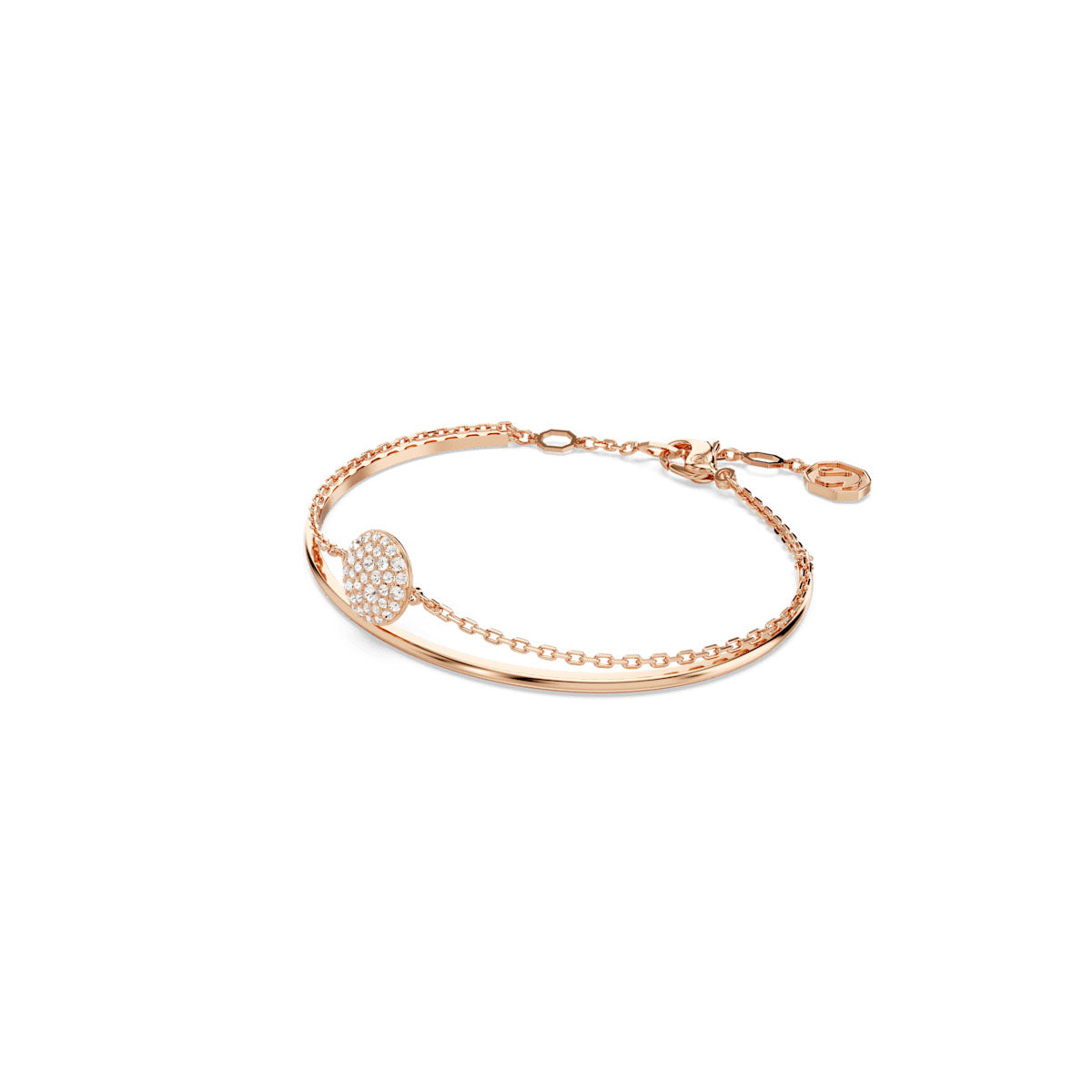 Sublima bangle, White, Rose gold-tone plated