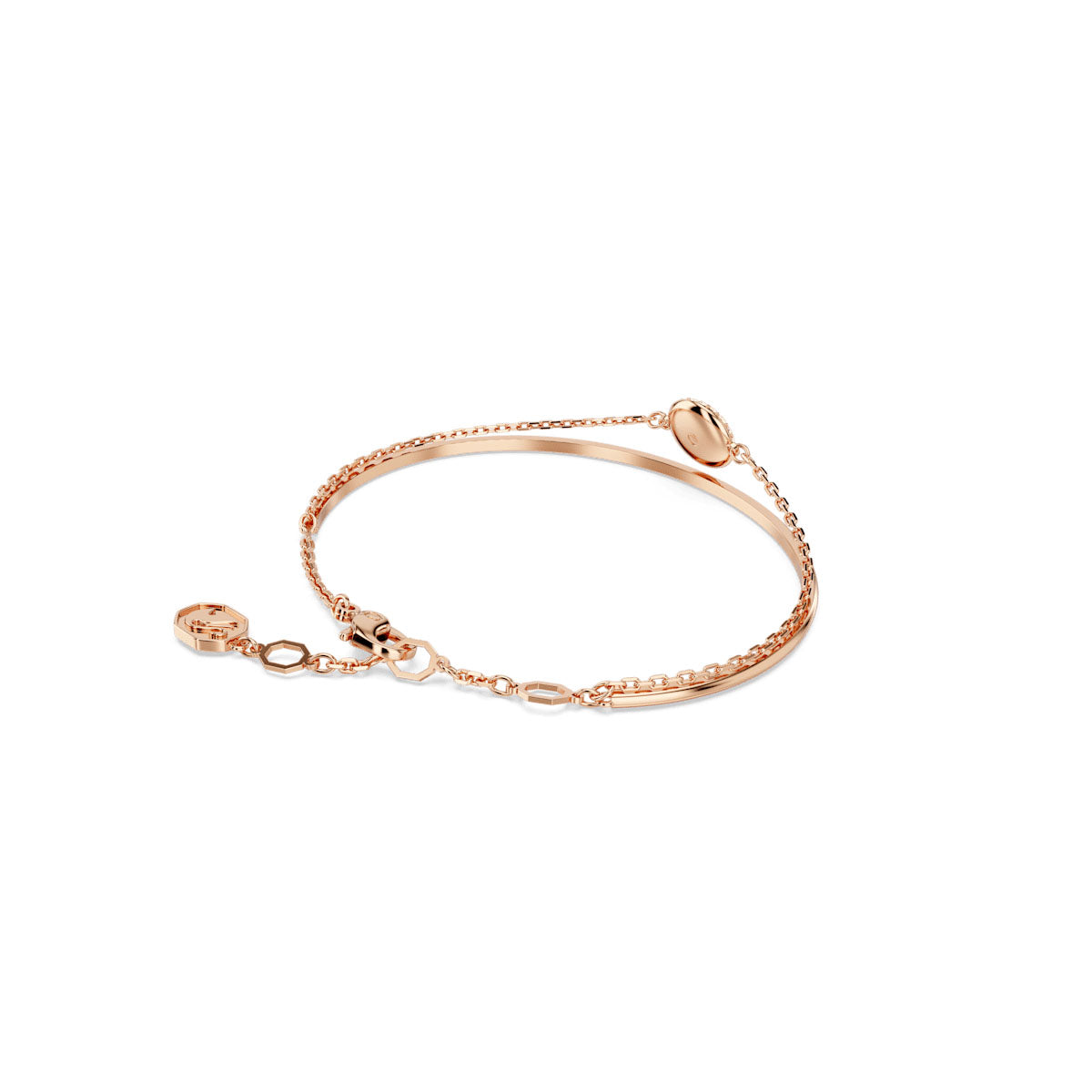 Sublima bangle, White, Rose gold-tone plated