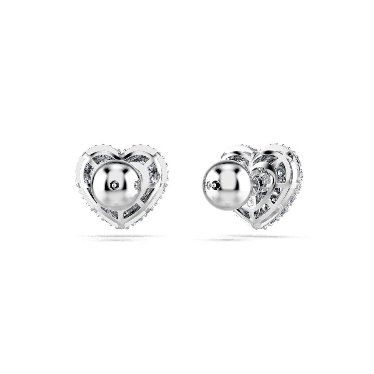 Idyllia stud earrings, Heart, Blue, Rhodium plated