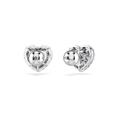 Idyllia stud earrings, Heart, Blue, Rhodium plated