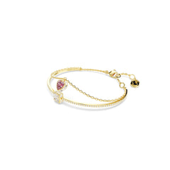 Chroma bangle, Heart, Red, Gold-tone plated