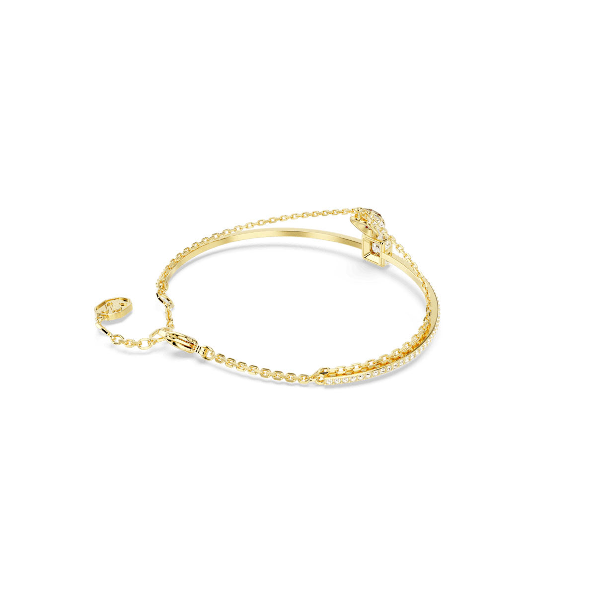 Chroma bangle, Heart, Red, Gold-tone plated