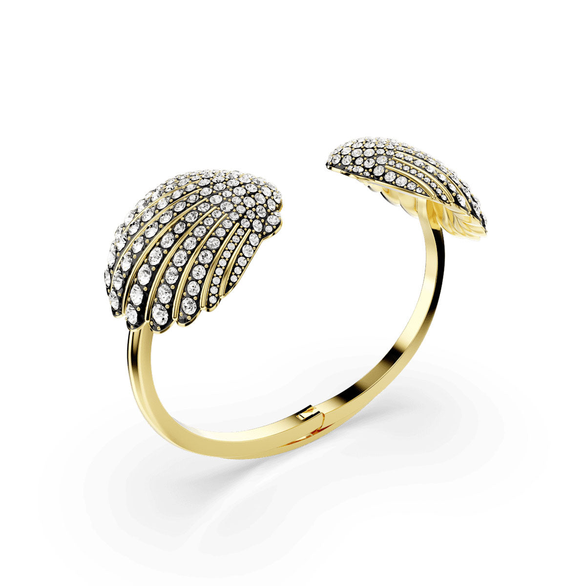 Idyllia bangle, Shell, White, Gold-tone plated