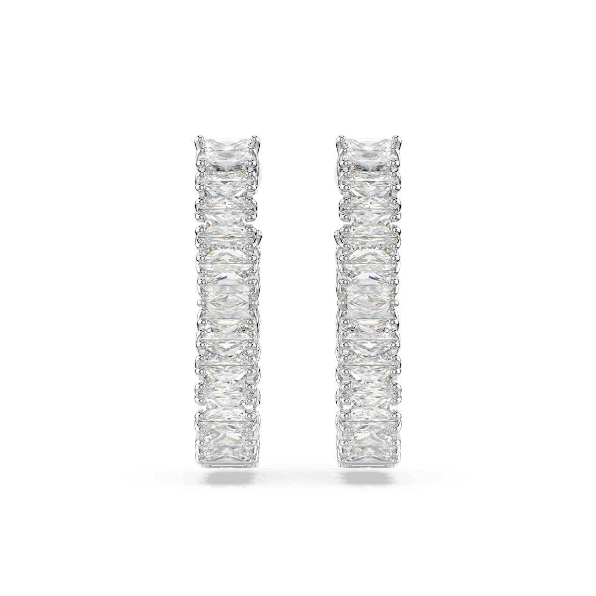 Hyperbola hoop earrings, Infinity, White, Rhodium plated