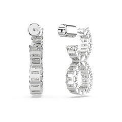 Hyperbola hoop earrings, Infinity, White, Rhodium plated